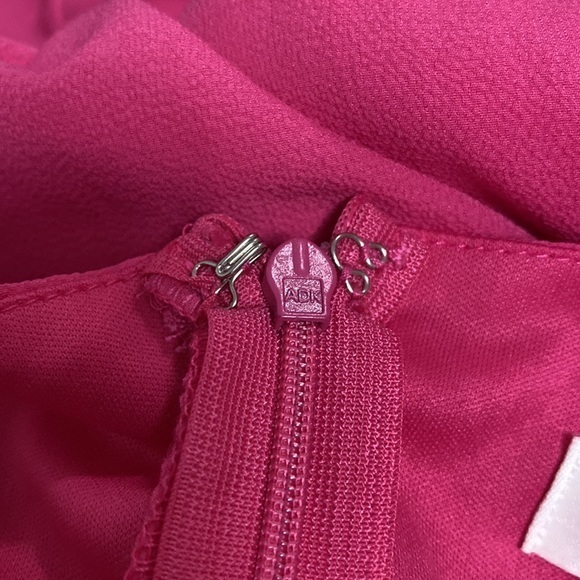 She + Sky‎ Women’s Medium Hot Pink Flare Ruffle V-Neck Mini Dress Barbie - Picture 13 of 16